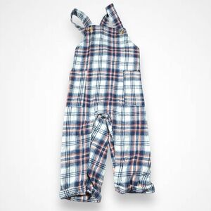 4/$20 Plaid Overalls in Blue and White